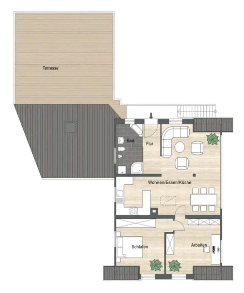 000KurzHerzlich Willkommen Immobilienangebot - Iffezheim - Alle - 3 Zimmer Wohnung mit 59 m² Dachterrasse, Garage und eingenemen Treppenaufgang