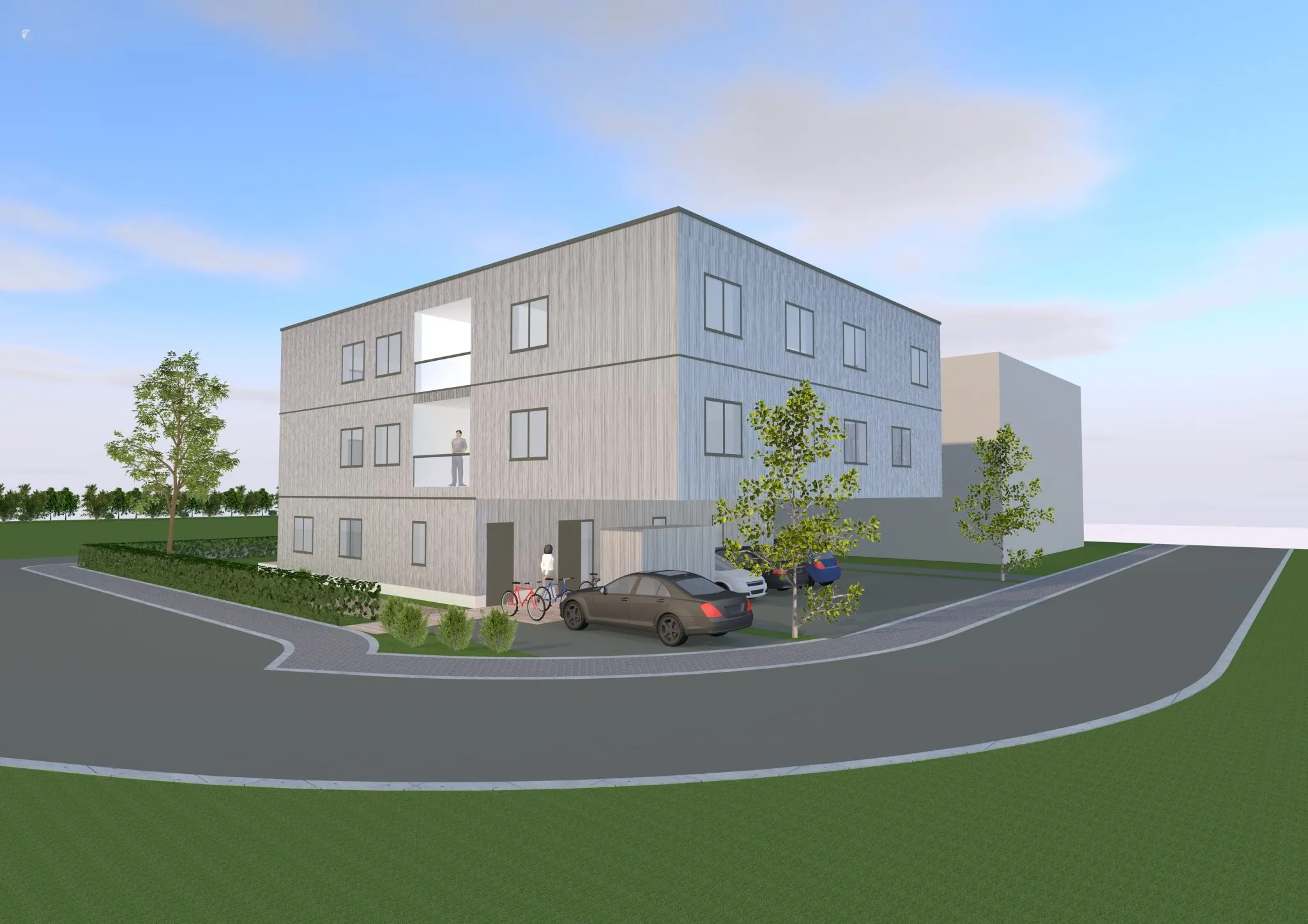 8LangVisualisierung Außenansicht Immobilienangebot - Dettenheim - Alle - Schnell sichern ! :NEUBAU: 4 Zimmerwohnung im 2. Obergeschoss mit Loggia