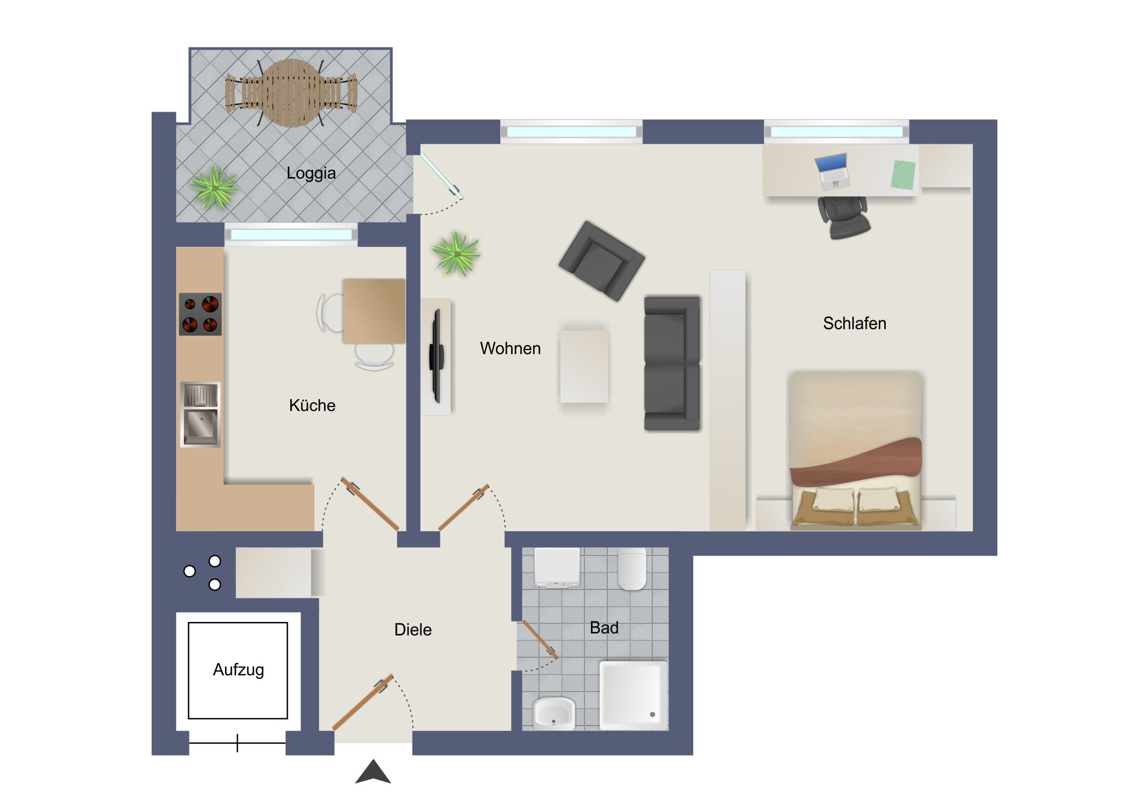Immobilienangebot - Bühl - Alle - Attraktive Kapitalanlage: 1-Zimmer-Wohnung mit Balkon in zentraler, ruhiger Lage !