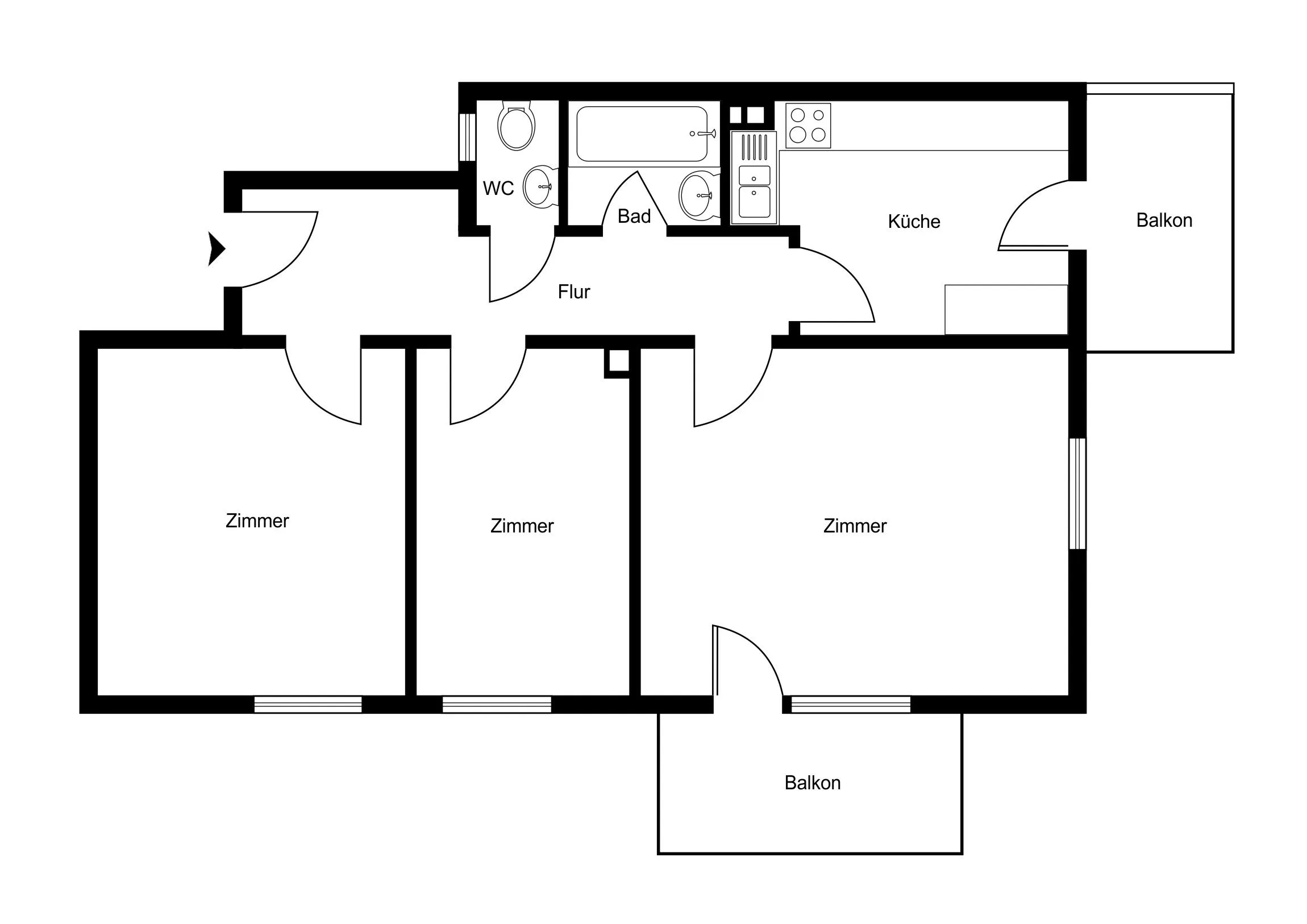 Immobilienangebot - Karlsruhe - Alle - :: Karlsruhe-Nordstadt :: Helle 3 Zimmer EG Wohnung ++ zwei Balkone ++ Kapitalanlage mit Potenzial
